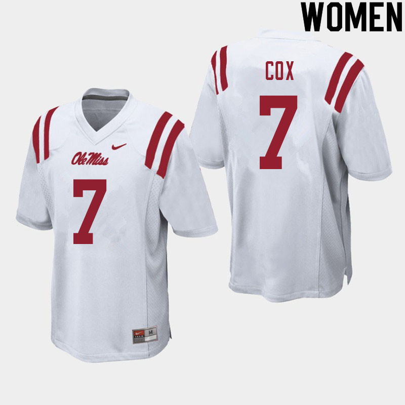 Women #7 LeDarrius Cox Ole Miss Rebels College Football Jerseys Sale-White - Click Image to Close